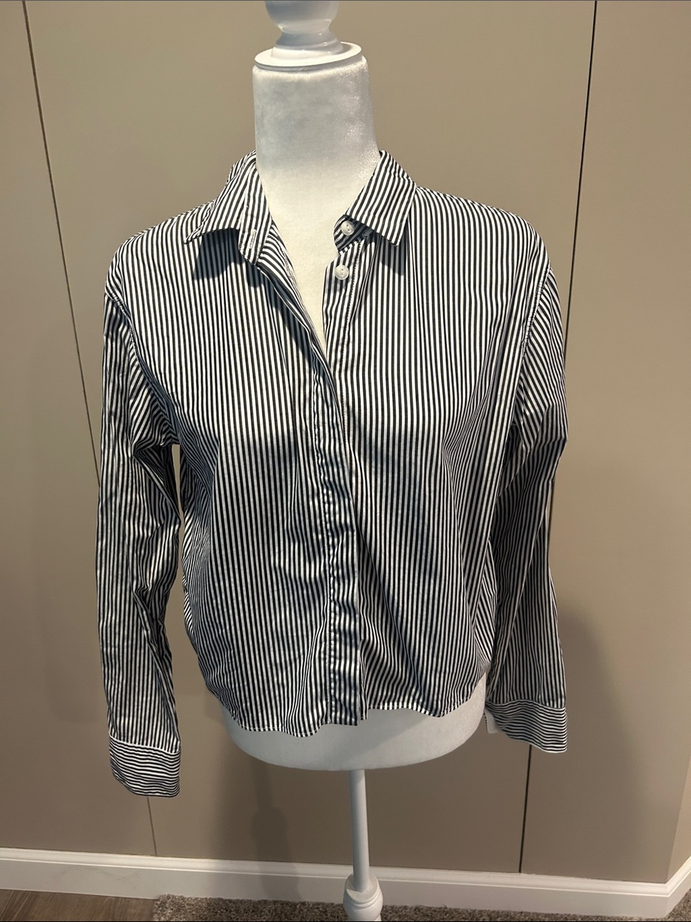 rag & bone Black and White Striped Button-Up Blouse
